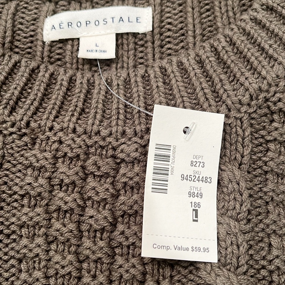 Aeropostale Olive Cable-Knit Crew-Neck Sweater/NWT/Large - Picture 6 of 12